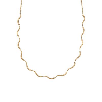 Collier SKAGEN "Schmuck Geschenk Edelstahl Halskette WAVE", gold (gelbgoldfarben), Halsketten, Damen, Edelstahl, L: 46 B: 4mm, Collier, B:4mm