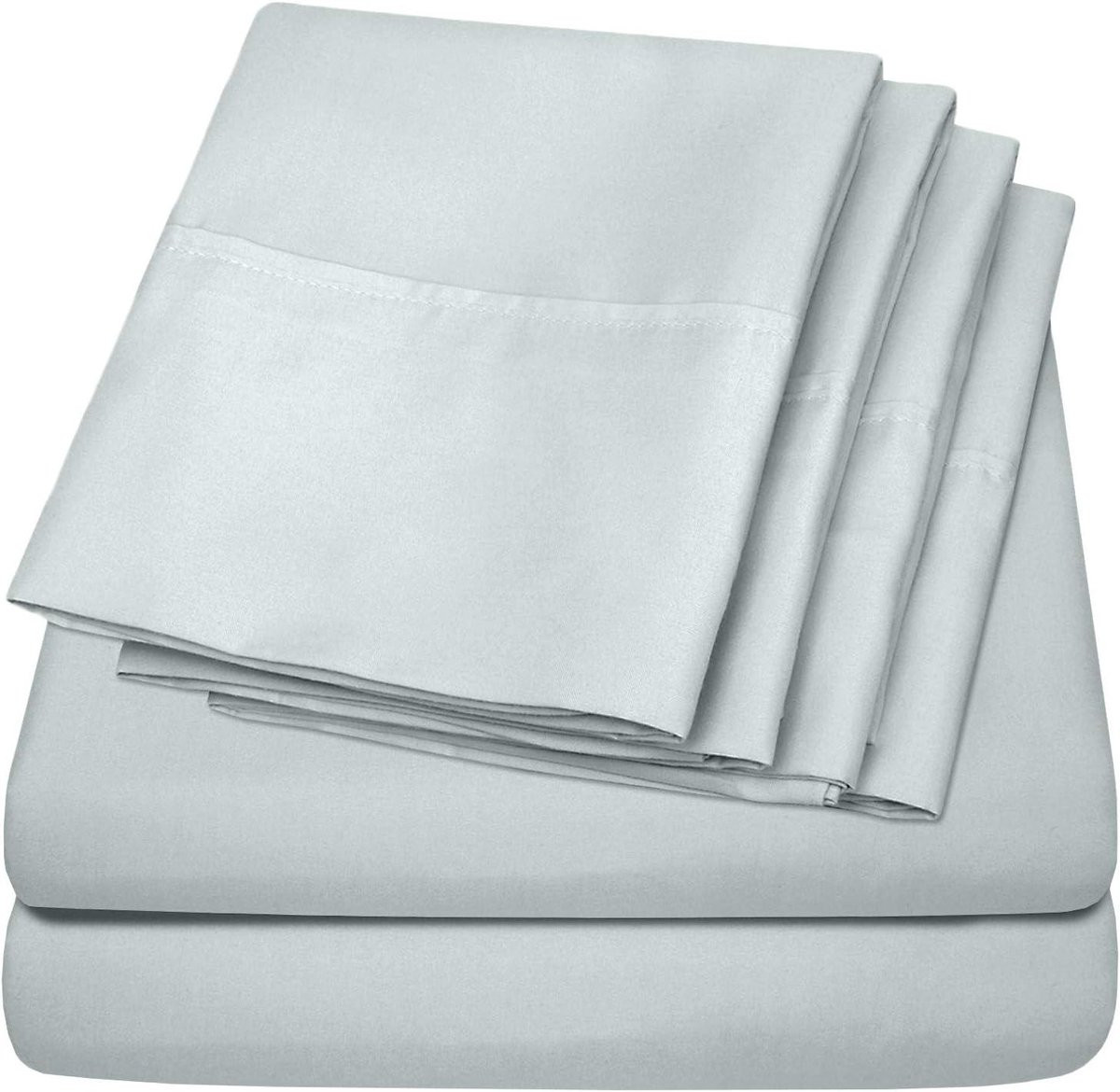 Eenpersoons Lakenset van Geborsteld Microvezel in Porcelain Blauw