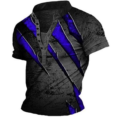 Herren Henley Hemd T-Shirt Grafik Kratzspuren Henley Bekleidung 3D-Druck Outdoor Täglich Ausgehen Kurzarm Druck Button-Down Polyester Mode Lässig Bequem
