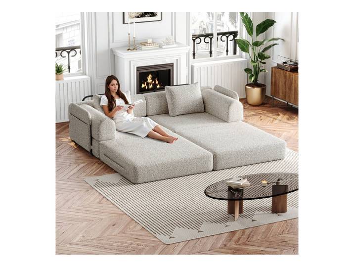 Orvane Schlafsofa 2-in-1 Schlafsofa mit Staufach in der Armlehne