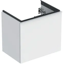 Geberit Acanto Unterschrank für Waschtisch, 1 Schublade und 1 Innenschublade, verkürzte Ausladung, 592x535x415mm, 503.008.01.1, Farbe: Korpus und Front: weiß / hochglänzend, Griff: weiß / matt