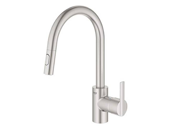 GROHE Feel, Küchenarmatur, ausziehbare Brause, 2 Strahlarten, Hochdruck Hoher Auslauf, 360° schwenkbar, Wasserhahn Küche, Wassermenge begrenzbar, einfache Spülbecken-Montage (edelstahl, 31486DC1)