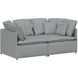 vidaXL Modulares Sofa mit Kissen Stoff Hellgrau