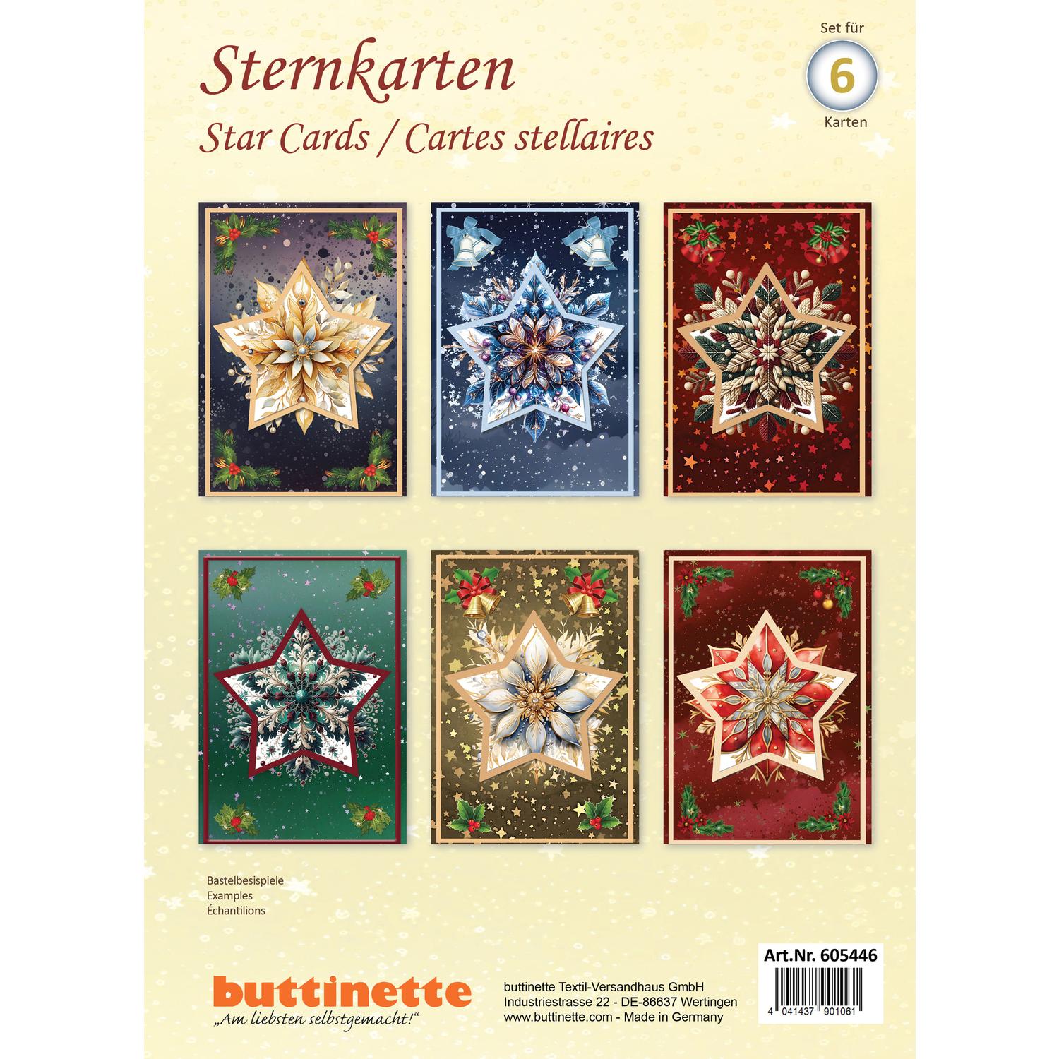 3D-Bastelmappe "Weihnachtliche Sternkarten", für 6 Karten