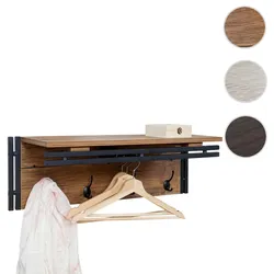Wandgarderobe HWC-A27, Garderobe Regal, 4 Haken 24x75x24cm 3D-Struktur ~ Wildeiche-Optik