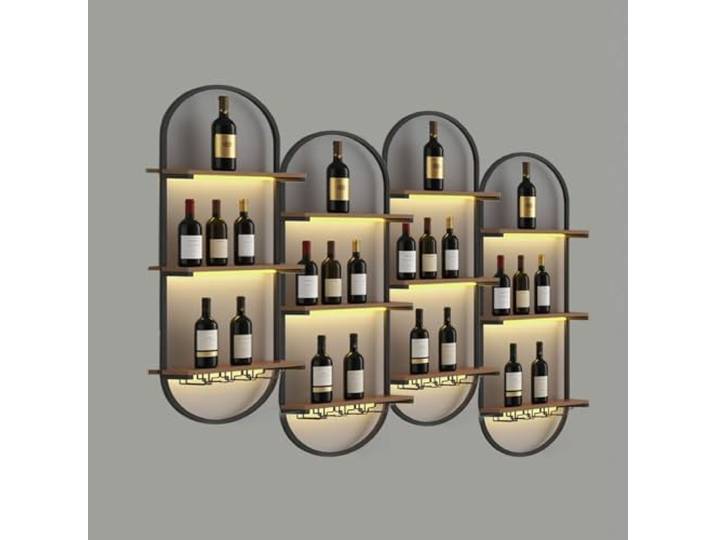 RAJYQODIS Weinregal Wand aus Metall, schwarzes schwebendes Industrieregal, 3-stufiger Wandmontage Wine Display-Ständer, für Hausbar, Esszimmer, Küche und Wohnzimmer (4)