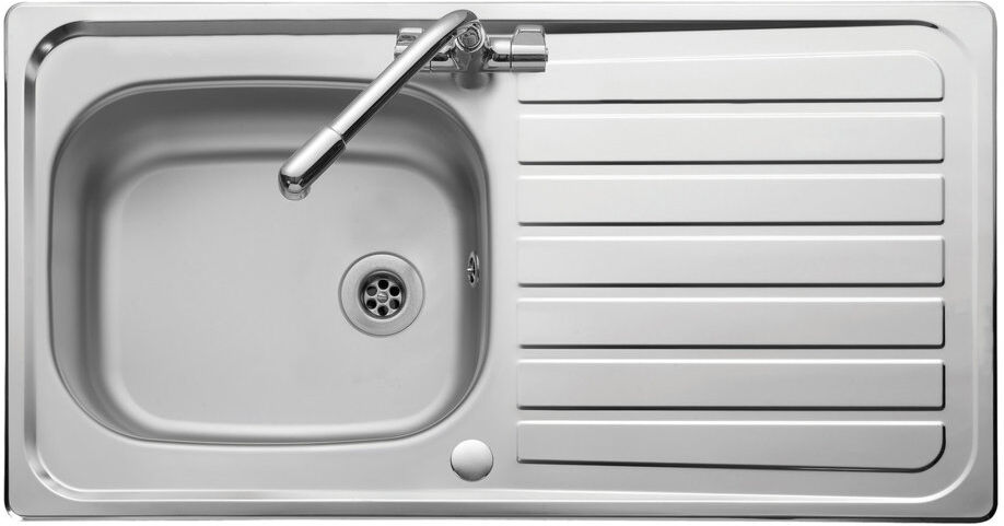 Leisure Lexin 950 x 508mm stainless steel inset sink with 1 bowl and reversible drainer Stainless Steel 950mm L