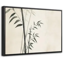 LEINWAND Bilder mit Rahmen - Japandi - Bambus - Beige - 60x40