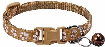 Uplift Essentials Adjustable Footprint Print Pet Collar Lightweight Quick Release Safety Necklace With Crisp Bell coffee