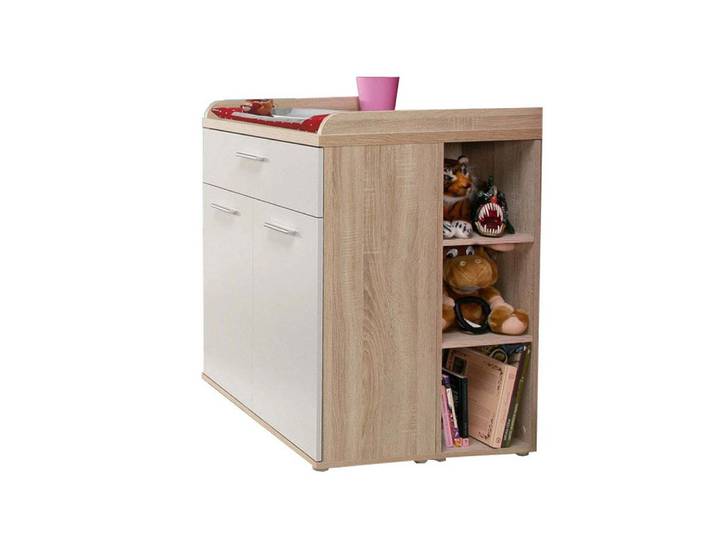 Feldmann-Wohnen Wickelkommode Winnie, 80x34x93cm Eiche Sonoma weiß 2-türig
