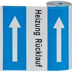 Klebebezeichnungsbänder ''Heizung RL'' 78 mm breit, Rolle ß 5m