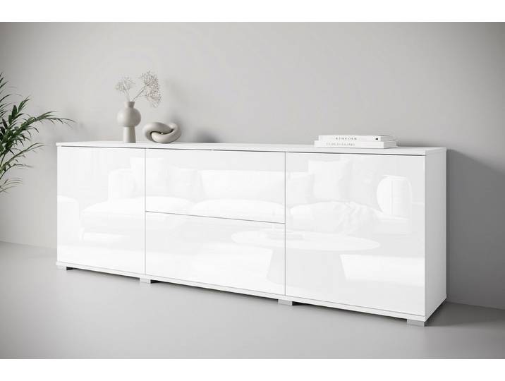 OTTO home Lowboard Kenia (1 St), 2 Türen, 2 Schubladen, Breite 180 cm, höhenverstellbare Einlegeböden