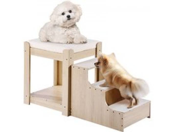 VEVOR Etagenbett für Haustiere mit Treppe, Fenstersitz für Hunde/Katzen, mehrstufiges Bett, Hundebettschläfer, Lounge-Sitzplattform mit Schaumstoffkissen, Haustierbettcouch 120x50x65cm (Beige)