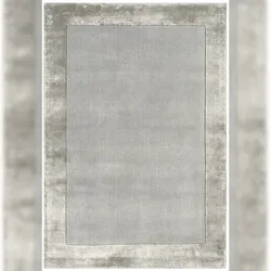 Wollteppich mit Viskosedetails einfarbig | 120x170 cm | Silber | Handarbeit | Kurzflor komfortabel | KADIMA DESIGN