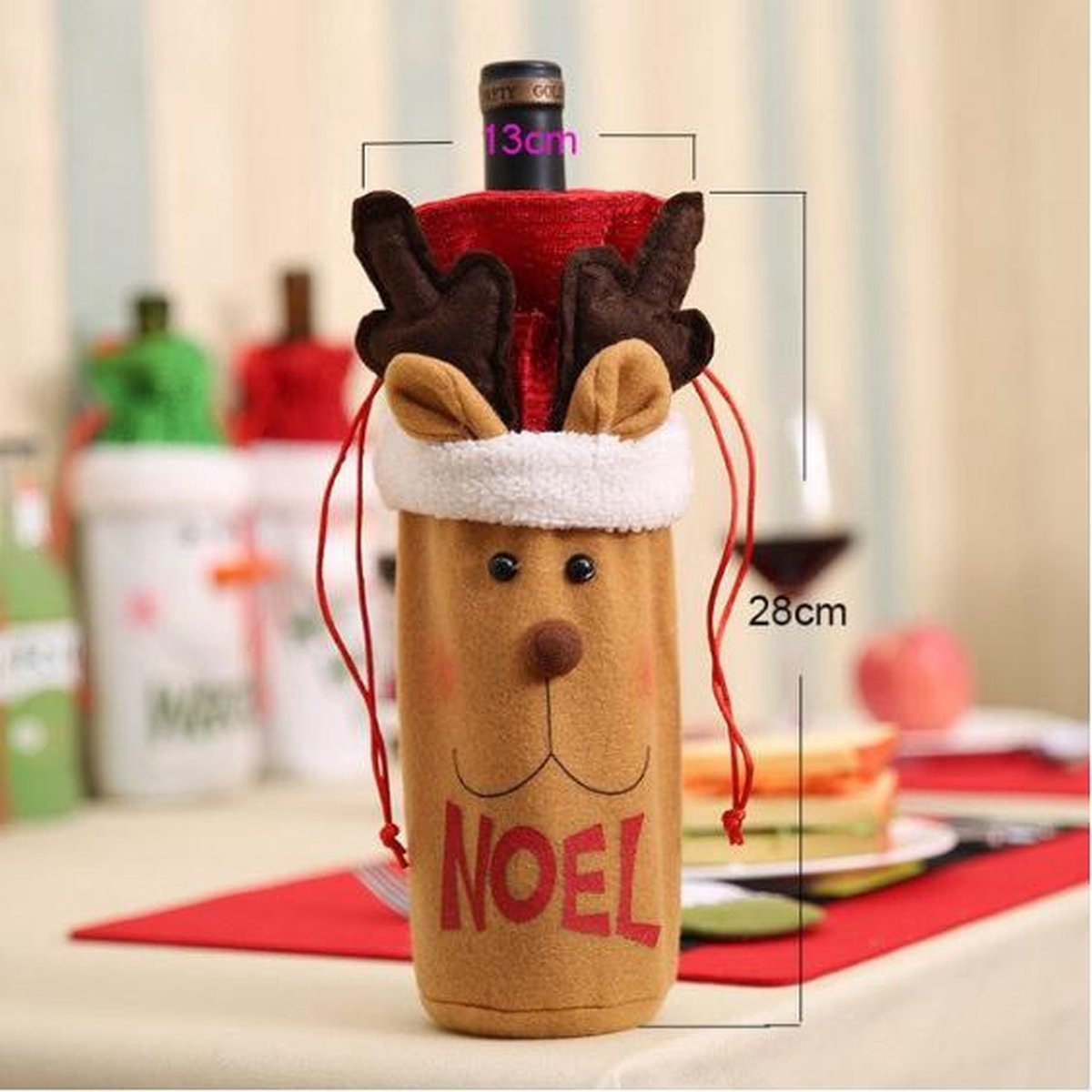 Kerstdecoratie Rendier Wijnfleshouder voor Diner en Cadeaus