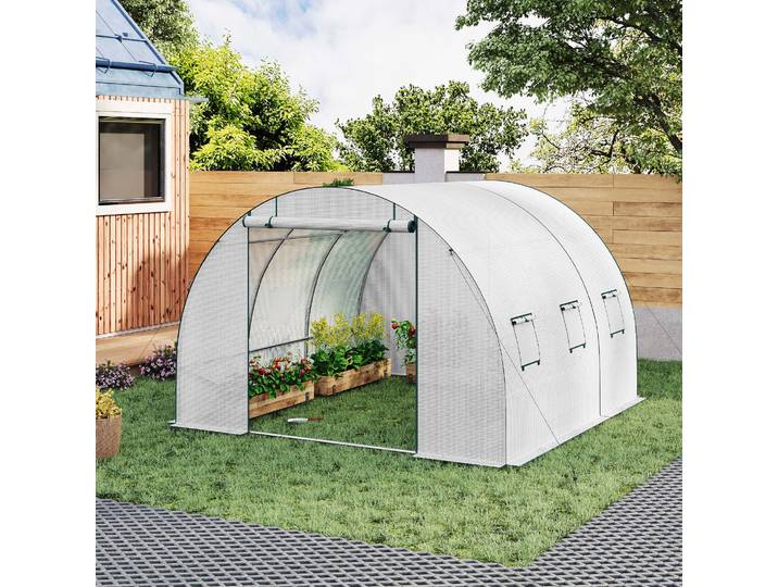 WOLTU – serre Tunnel à marcher, feuille d'hiver avec porte, 6 fenêtres, tente pour plantes et légumes, couverture de pièce chaude antigel