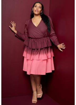 Plus Size Women's Three-Tiered Ombre Dress by June & Vie in Watercolor Ombre (Size 18/20)