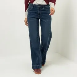 DINE 'N' DANCE Jeanshose lange Form diagonale Naht weites Bein