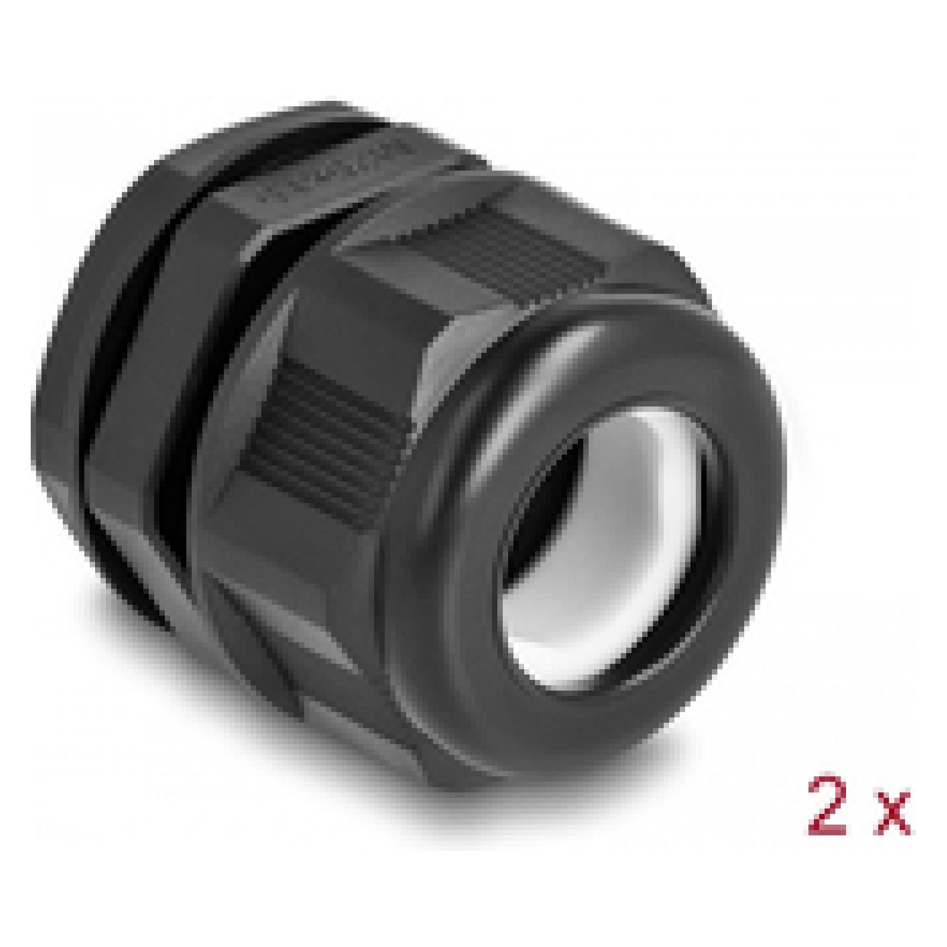 Delock Kabelverschraubung M25, schwarz 2 Stück (60473)