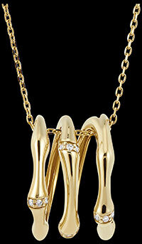 Edenly Halskette Heiliger Urwald, 3-reihig, mehrere Diamanten - Gelbgold, 9 Kar
