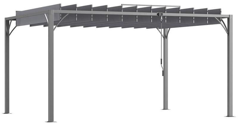Pergola, bioklimatisches Design, 4x3 Meter - Aluminium, Grau - UV-Schutz 50+