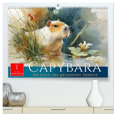 Capybara - die Kunst des gelassenen Daseins (hochwertiger Premium Wandkalender 2027 DIN A2 quer), Kunstdruck in Hochglanz