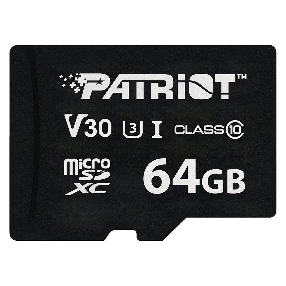 Patriot SD Card 64GB VX Series MicroSDXC V30 PS1680 (64 GB, microSDXC, U3, UHS-I) (PSF64GVX31MCX)