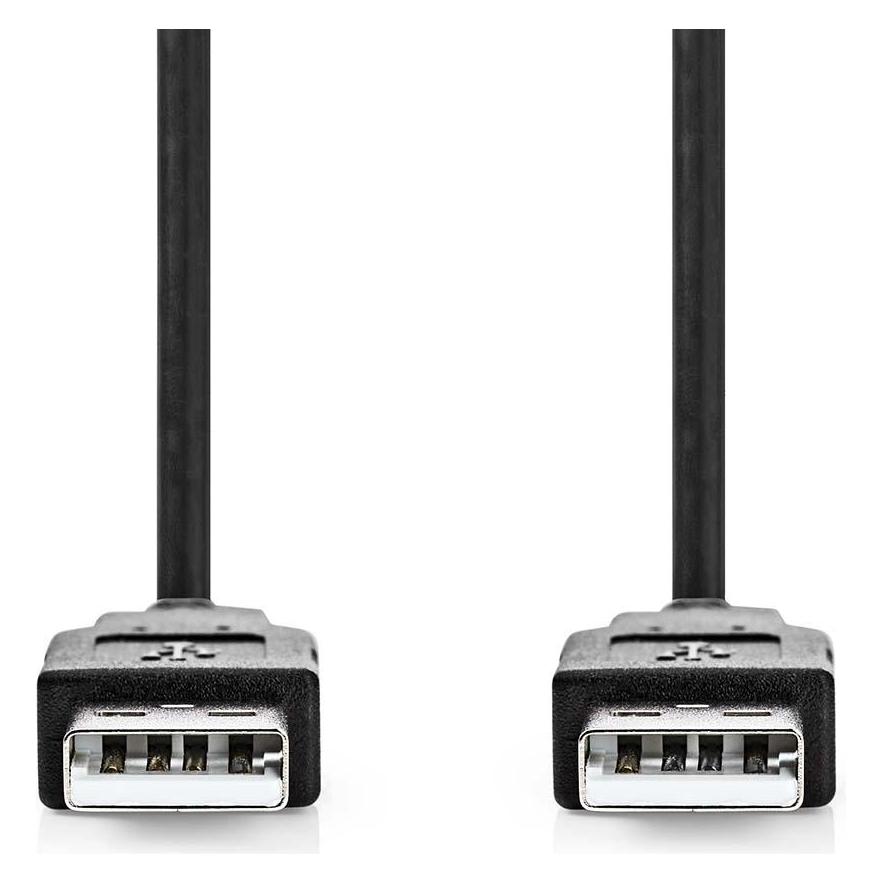 Nedis USB-Kabel | USB 2.0 | USB-A Stecker | USB-A Stecker | 480 Mbps | Vernickelt | 2.00 m | Rund | (2 m, USB 2.0) (CCGL60000BK20)