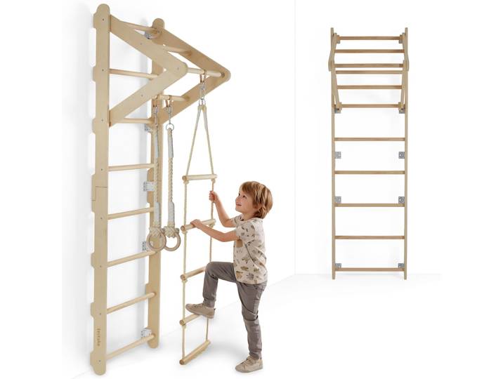 4in1 Sprossenwand Matterhorn für Kinder ab 3 Jahren, indoor - hellbraun