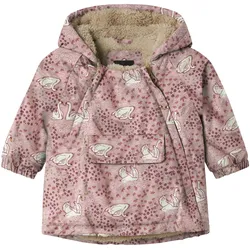 NAME IT Winterjacke mit Kapuze Plüschfutter Schwäne, rosa, 74