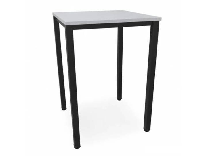 EIGENTLICH Stehtisch Gestell Schwarz, H112,5 cm (Lichtgrau, 80x80 cm) Büro Besprechungs-Stehtisch quadratische Beine Stahlrohr, Meetingtisch Bartisch aus eigener Fertigung für Privat und Gewerbe