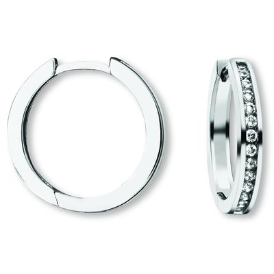Paar Creolen ONE ELEMENT "Zirkonia Ohrringe Creolen aus 925 Silber", silber, Ohrringe, Damen, Damen,mit Zirkonia, Silber 925 (Sterlingsilber), Zartes Emblem – unaufdringlich und dennoch ausdrucksstark