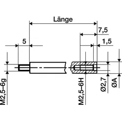 KÄFER Verlängerungsstück L.50mm Messbolzen-D.4mm z.Messuhren - 62511