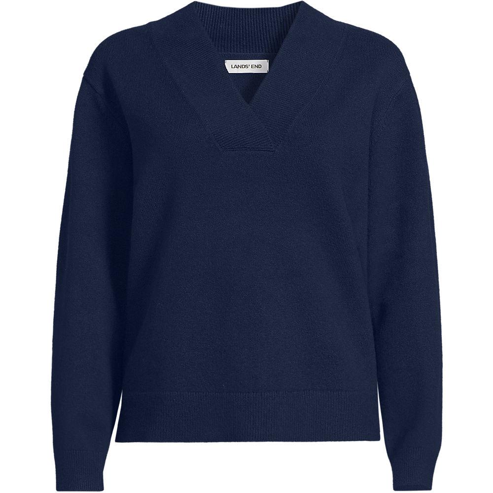 CashTouch Pullover mit V-Ausschnitt, Damen, size: regular, Blau, Baumwoll-Mischung/Polyester-Mischung/Nylon-Mischung, by Lands' End