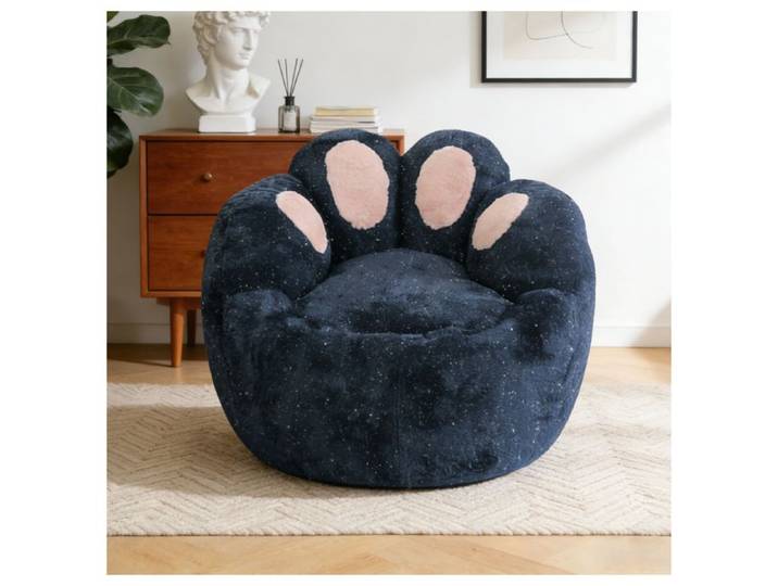 Luscriate - Fauteuil Design Pouf Chaise Lounge 90cm Ergonomique Velours Confort Salon Chambre Coin Lecture Détente Moderne Bleu