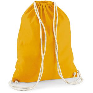 Westford-Mill Turnbeutel W110 Cotton Gymsac, mustard, mit Kordelzug, aus Baumwolle, zum Bemalen, 12 Liter, 46 cm
