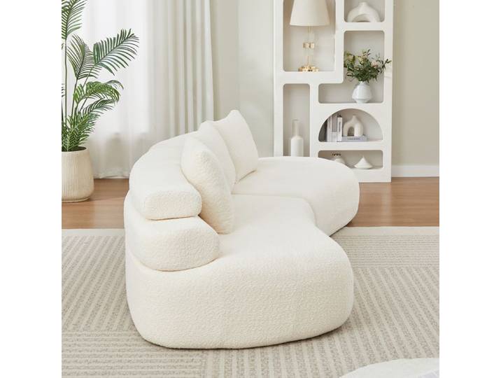 Canapé modulable - ZEVKOR - 3 places - Chenille beige crème - Sans accoudoirs - 2 pièces