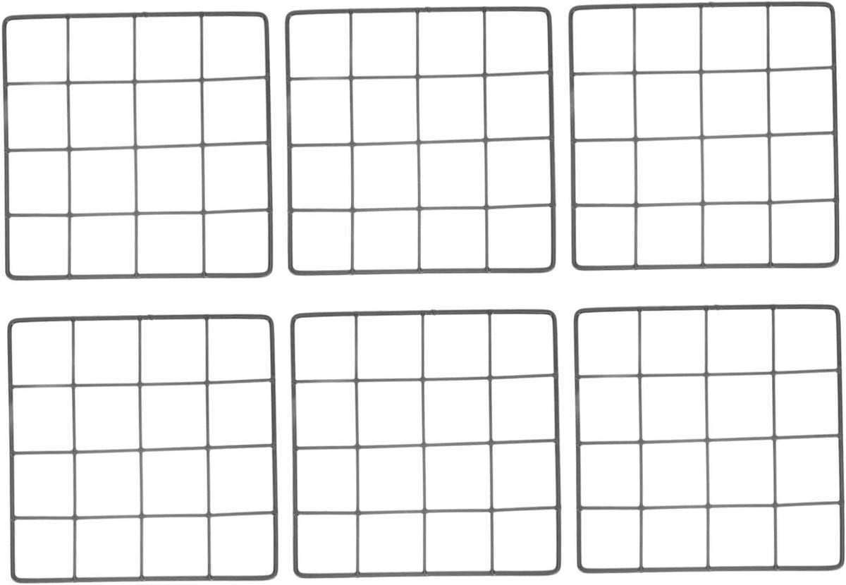 Set van 6 stijlvolle zwarte ijzeren decoratiepanelen voor een foto display en muurdecoratie