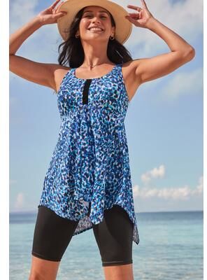 Plus Size Women's Longer-Length Handkerchief Hem Tankini Top by Swim 365 in Coastal Sea Glass (Size 30)