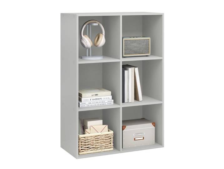 Bibliothèque Armoire WOLTU - 6 Cubes Compartiments - Casier en Bois d'Ingénierie - Gris