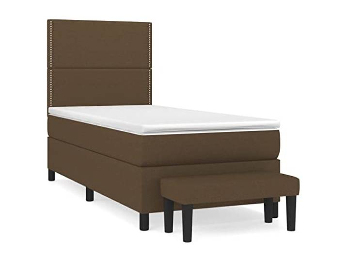 KKgypkn Boxspringbett 90x190 cm mit Taschenfederkernmatratze, Dunkelbraun, Stoffbezug, höhenverstellbares Kopfteil, mittelharte Unterstützung, hautfreundliche Matratzenauflage