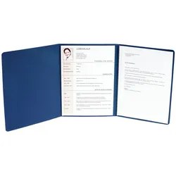 Exacompta 49752B 50x Bewerbungsmappe aus Colorspan-Karton 400g/qm mit Leinenoptik, 3-teilig mit 2 Klemmschienen, DIN A4 - Blau