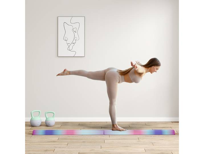 SPORTNOW Poutre Gymnastique Pliable Antidérapante 236cm Multicolore