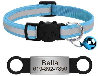 Uplift Treasures Personalized Reflective Cat Collar With Engraved ID Tag 12