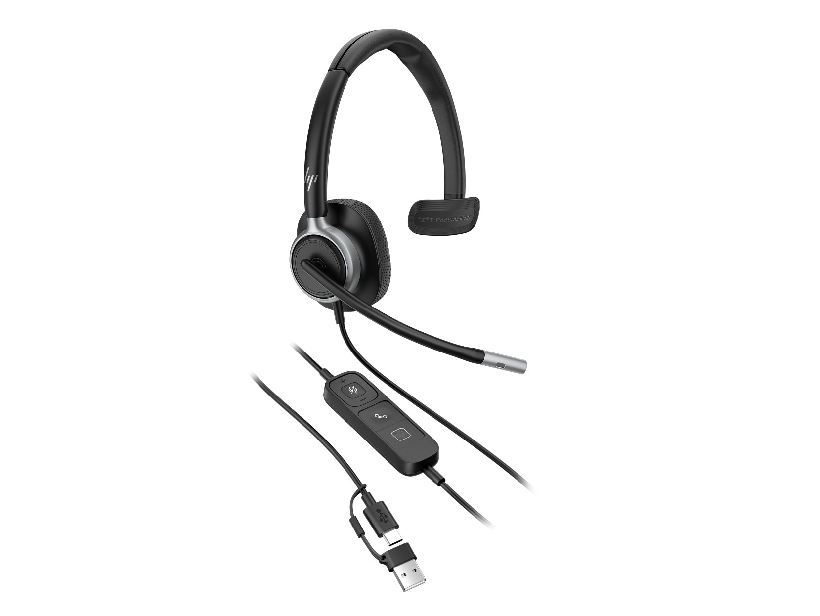 HP | Poly Mission 615 Mono-Headset USB-C/A, kabelgebunden, KI-Geräuschunterdrückung, inkl. Etui, Bulk-Verpackung (Kommerzielles Produkt)