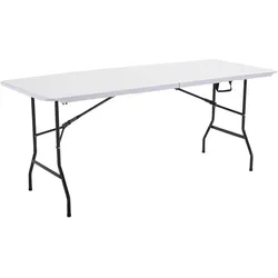 Oviala Business Weiße Klapptisch 180x70 cm aus Kunststoff 8 Personen Kofferformat