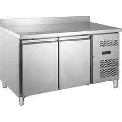 GastroHero Kühltisch Edelstahl GN 1/1 mit Aufkantung 2-türig Umluftkühlung -2 °C bis +8 °C 230 V Profi Gastronomie Kühltisch 1360x700x850 mm