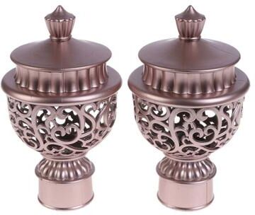 ModernMart Elegant Hollow Curtain Rod Finials Decorative End Caps For Drapery Rods rose Gold