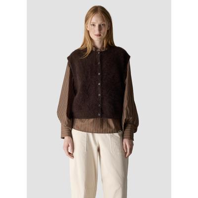 Strickweste LECOMTE "Strickweste", Damen, Gr. 40, braun, Obermaterial: 100% Wolle, unifarben, Westen Strickweste