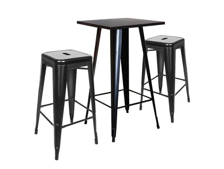 Tabourets hauts de bar - VIVOLILV - 2 tabourets - Empilable - Industriel - Métal noir - 42x42x76cm